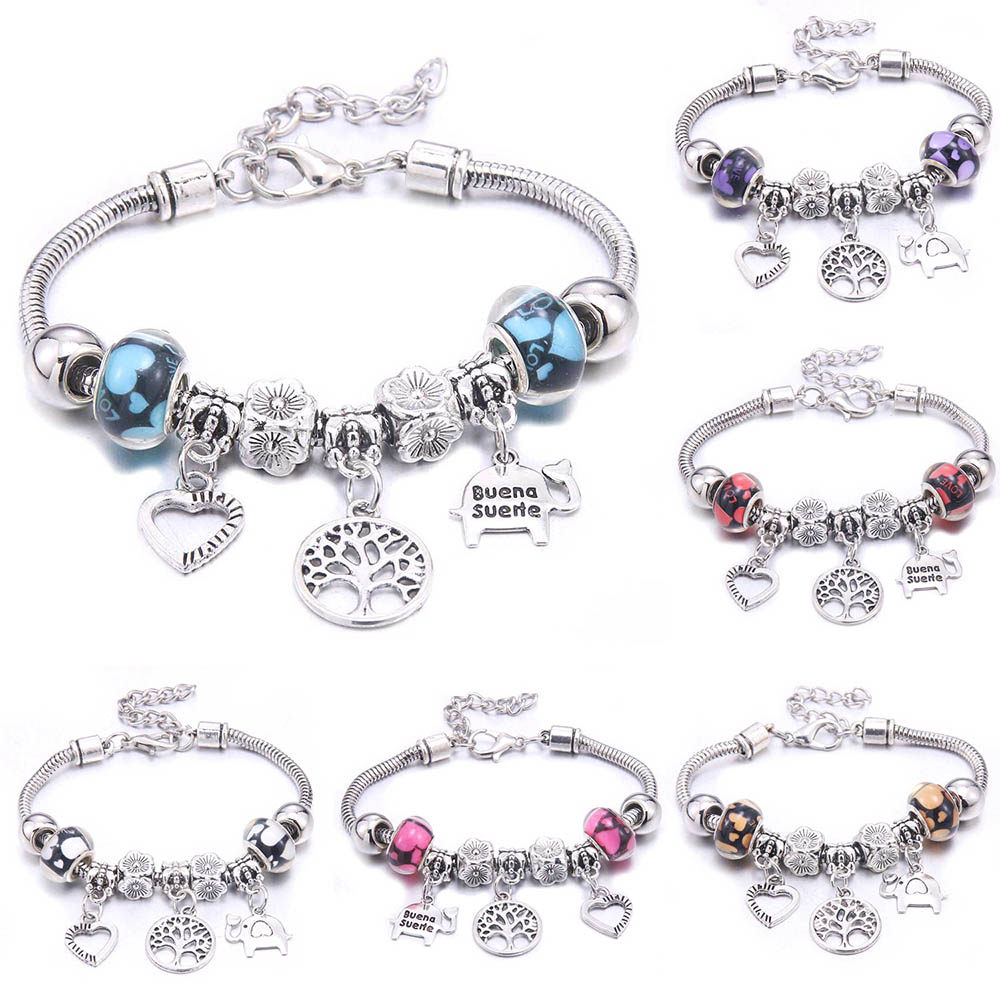 New BraceletBangles Jewelry white butterfly Crown Beads Bracelets Brands Bracelets Fit Women Girl Friendship