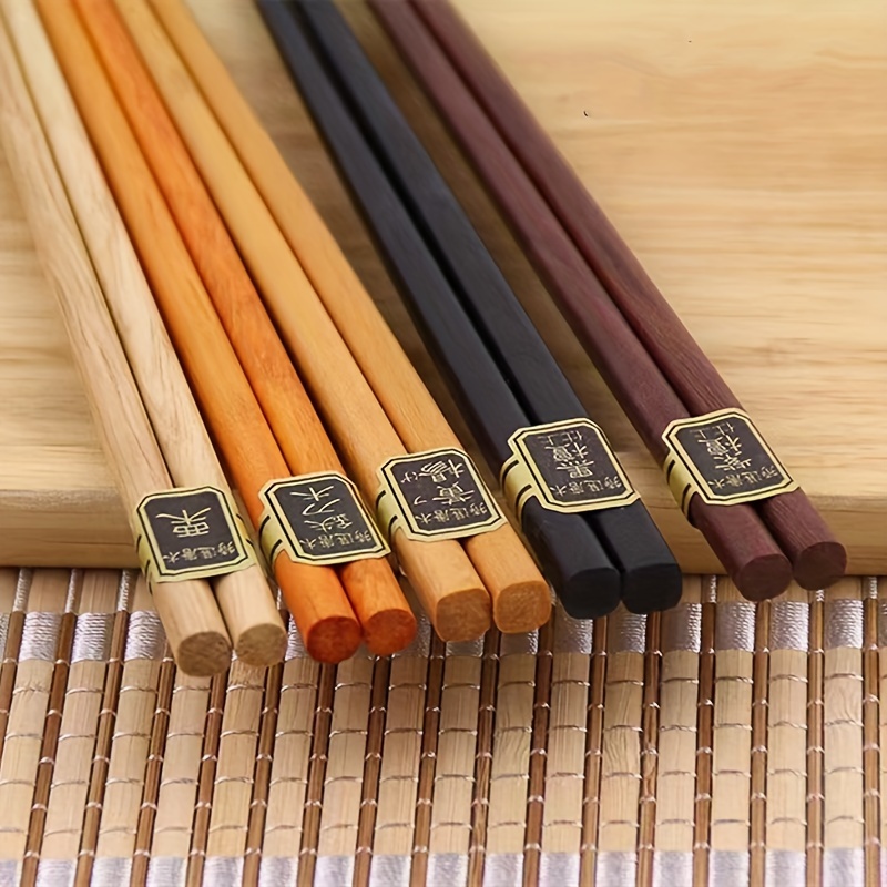 5 Pairs Reusable Chinese Wooden Chopsticks Natural Wooden Chopsticks Tableware Pizza noodle tools 5 colorsr Chinese Bag