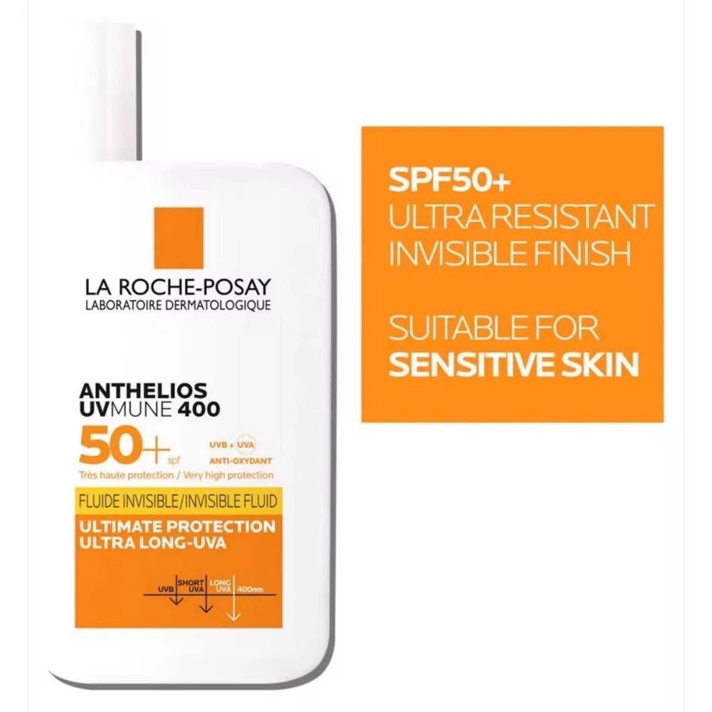 La Roche-Posay Anthelios UVMUNE 400 Invisible Fluid SPF 50+ 50ml | Premium French Pharmacy Sunscreen | Ultra-Long UVA Protection