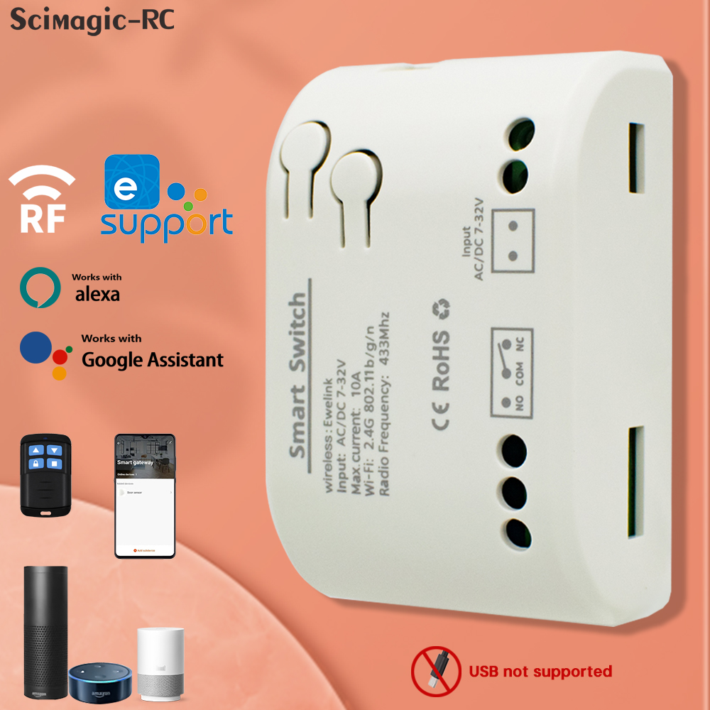 1CH eWelink Smart Switch 220V AC/DC 5V 7V-32V WiFi Voice Control Relay Switch Module Home Smart Timer Work EWelink APP System
