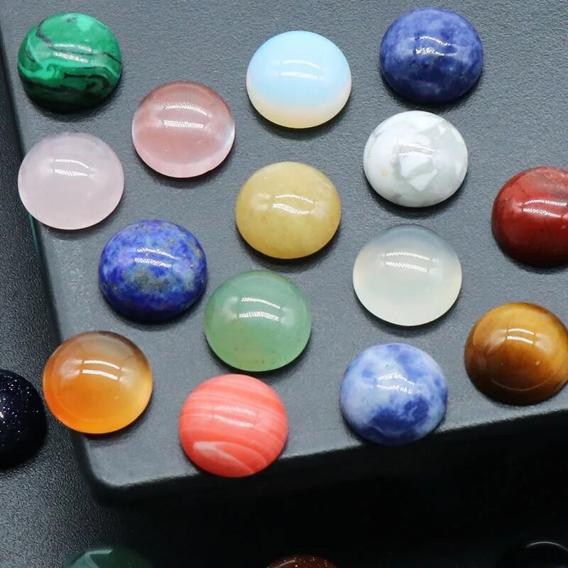 10pcs/Pack 10mm Round Ring Cabochon Bead Natural Stone Crystal Agate Quartz Loose Beads for Jewelry Making DIY Necklace Bracelet