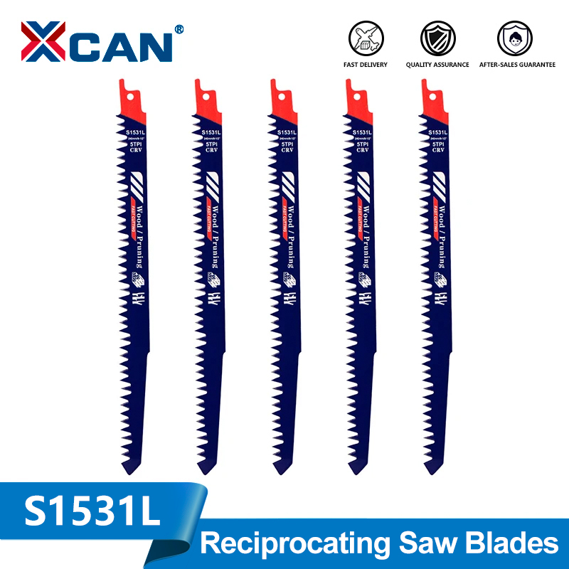 XCAN 1/2/5pcs Reciprocating Saw Blades For Woodworking S1531L Cutting Curve Hacksaw Blades For Cutting Wood Metal