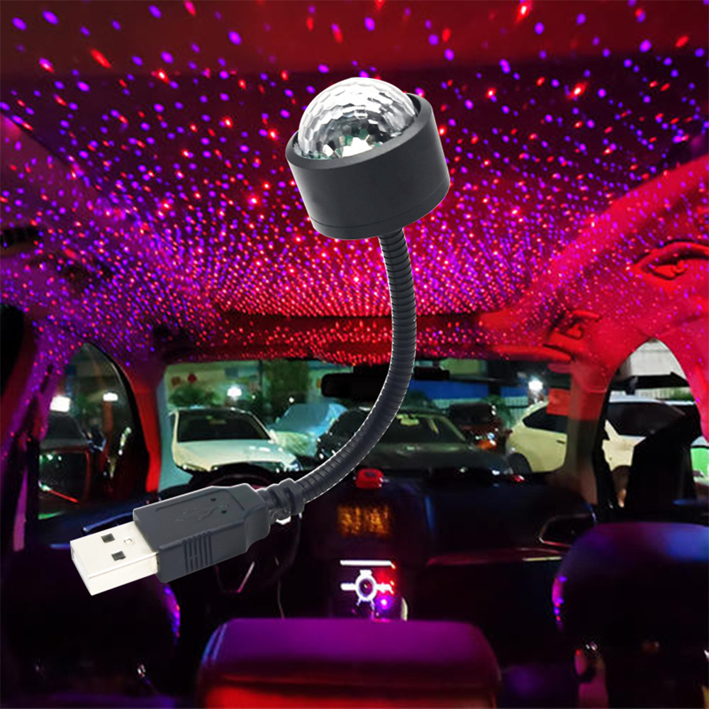 Car Mini LED Roof Star Night Light Projector Atmosphere Lamp USB Decorative Adjustable For Auto Roof Room Ceiling Decor