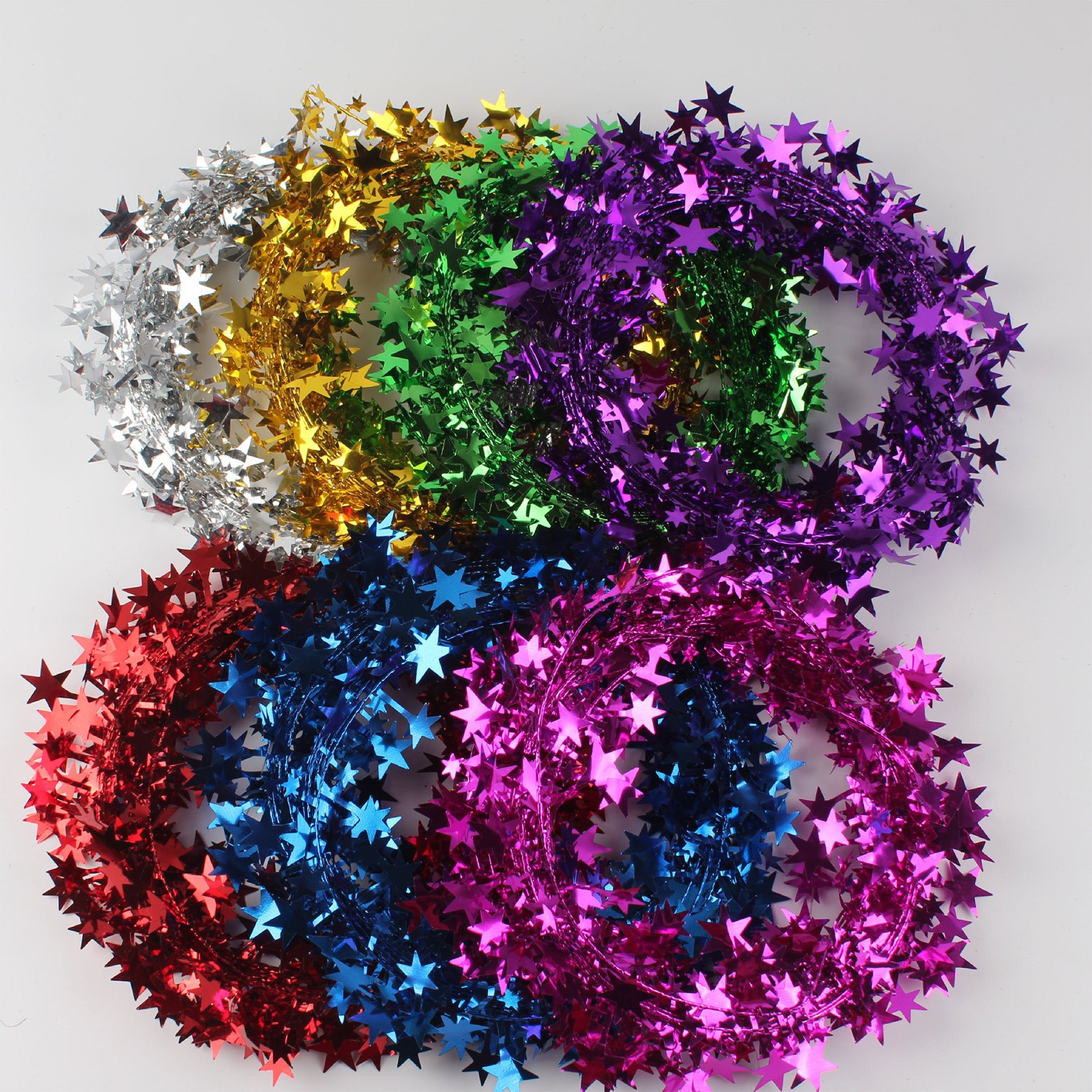 10Yards Gold Silver Wire Garland Tinsel Hanging Rattan Tree Decoration Xmas Wedding Birthday Party Colorful Ribbon