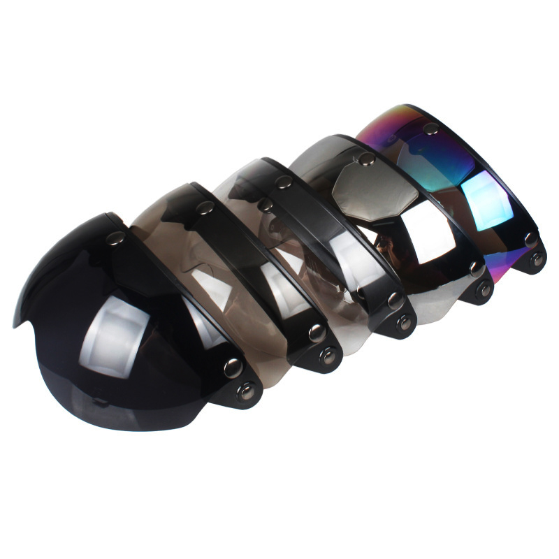 Universal 3-Snaps Visor For Motorcycle Open Face Helmet Wind Shield Flip Up Down Lens Sunglass Half Helmet Visor Wind Shield
