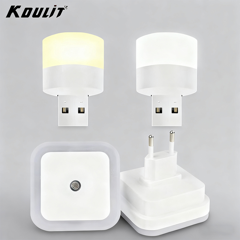 LED Night Light with USB/EU Plug, Portable Plug-in Lamp for Indoor Bedroom Car Camping, Dimmable Warm White Cool Reading Light