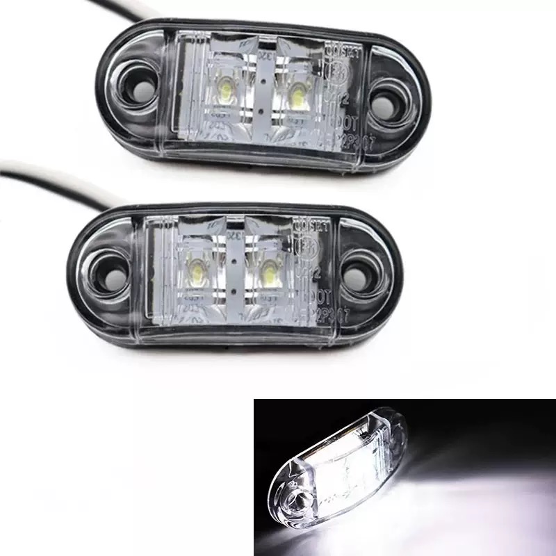 2Pcs White Color LED Side Marker Lights Car External Lights Warning Tail Light Auto Trailer Truck Lorry Lamps