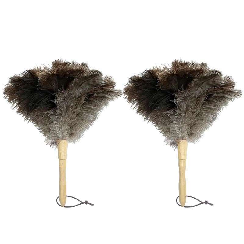 Natural Genuine Fluffy Ostrich Feather Duster with Handle Reusable for Furniture Cleaning Household Hand Duster Cleaning Supplie