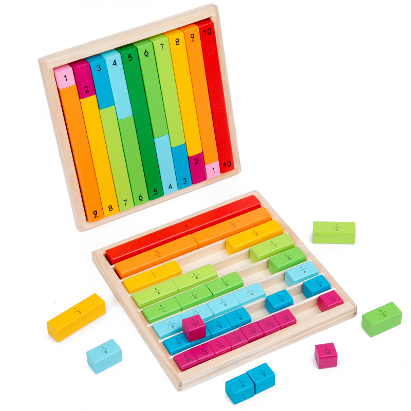 Kids Magnetic Fraction Math Montessori Toys Wooden Fraction Book Set Arithmetic Teaching Aid Kids Educational Learning Toys