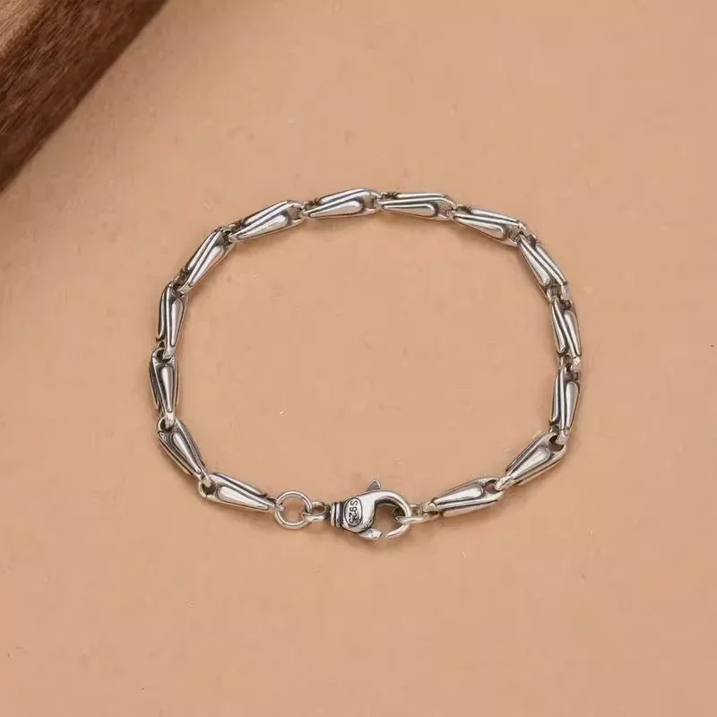 New Silver Color Simple Style Retro Bracelet Niche Design Mobius Men's Geometric Hip Hop Fashion Accessories