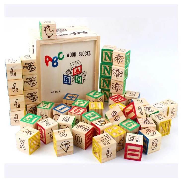 ABC Blocks Square Alphabets Building Blocks Preschool Toys