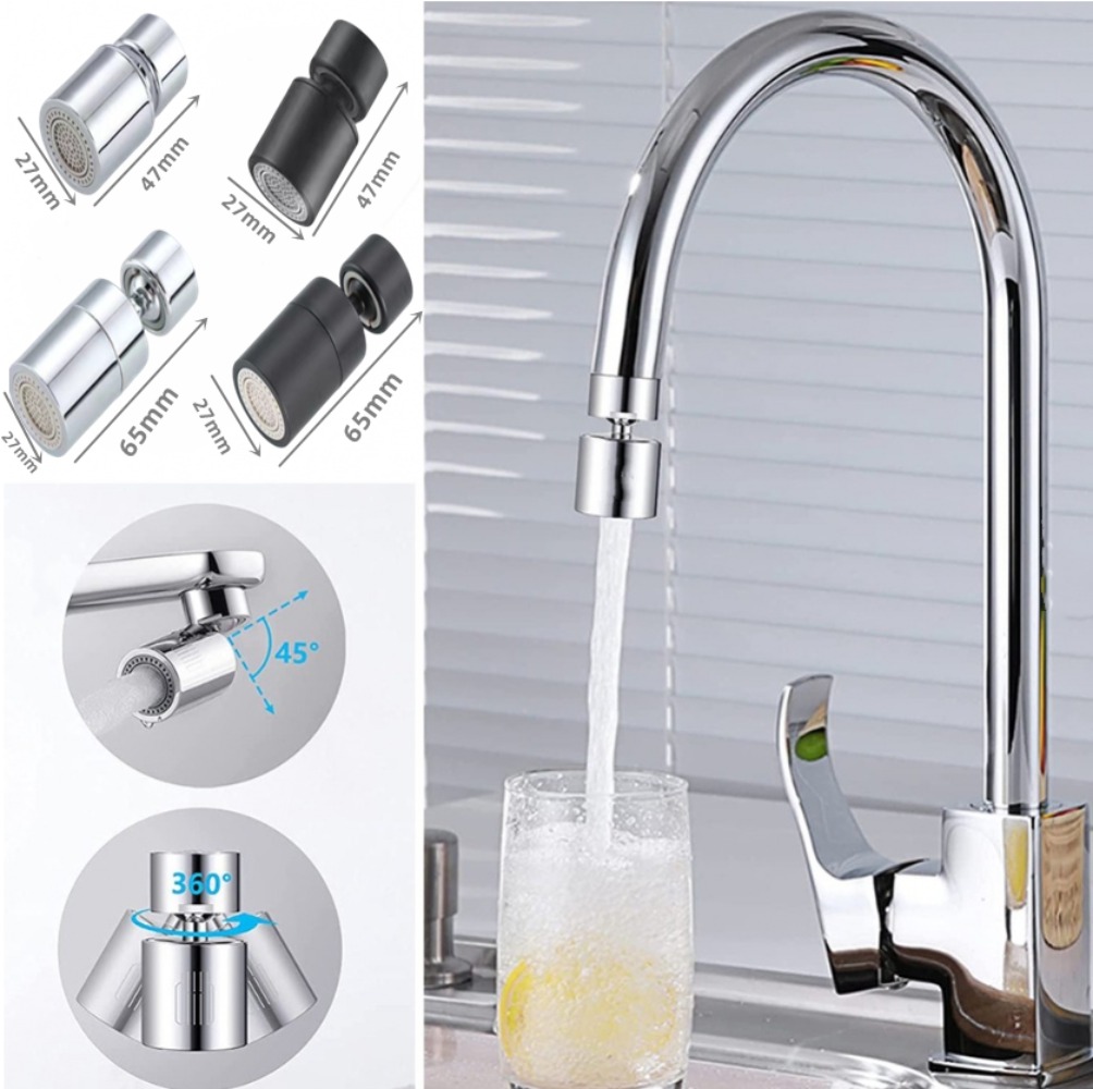 360° Rotary Faucet Aerator 2 Mode Nozzle Bubbler Mixer Kitchen Sink Pressurized Splashback Bathroom Wash Basin Water Filter