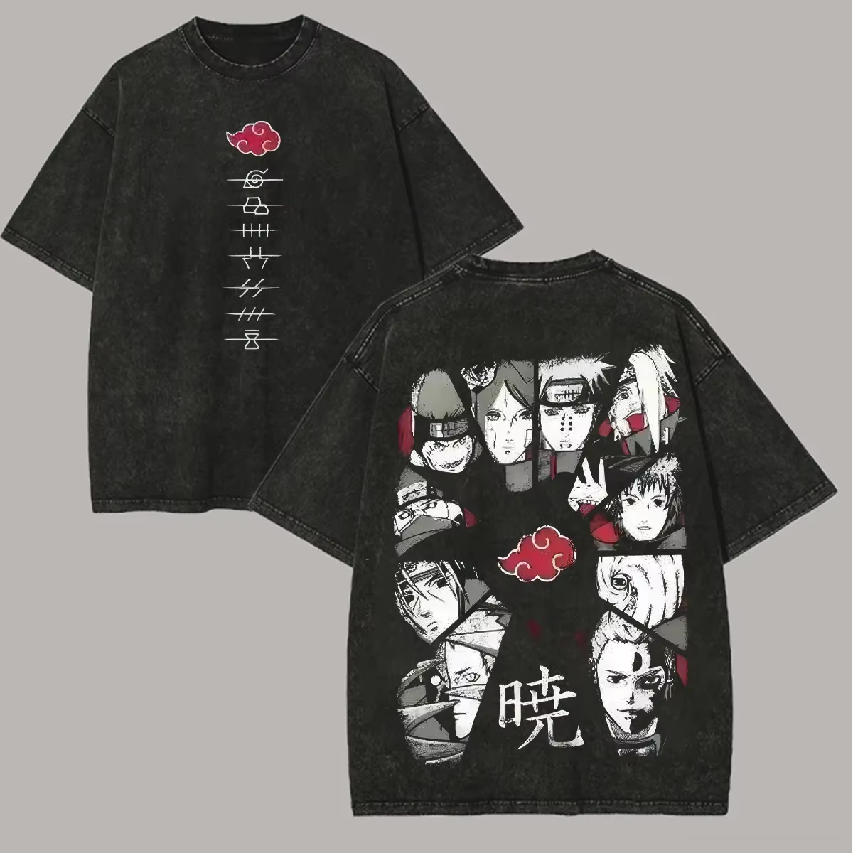 2026 Washed Retro Anime Naruto Pattern T-shirt - Men's and Women's Style Casual Streetwear Pure Cotton T-shirt