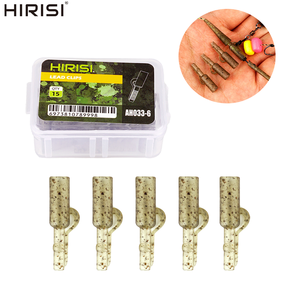 Hirisi 15pcs Carp Fishing Safety Lead Clips Quick Change Snap Clips for Carp Fishing Rigs AH033-6 Fishing Accessories