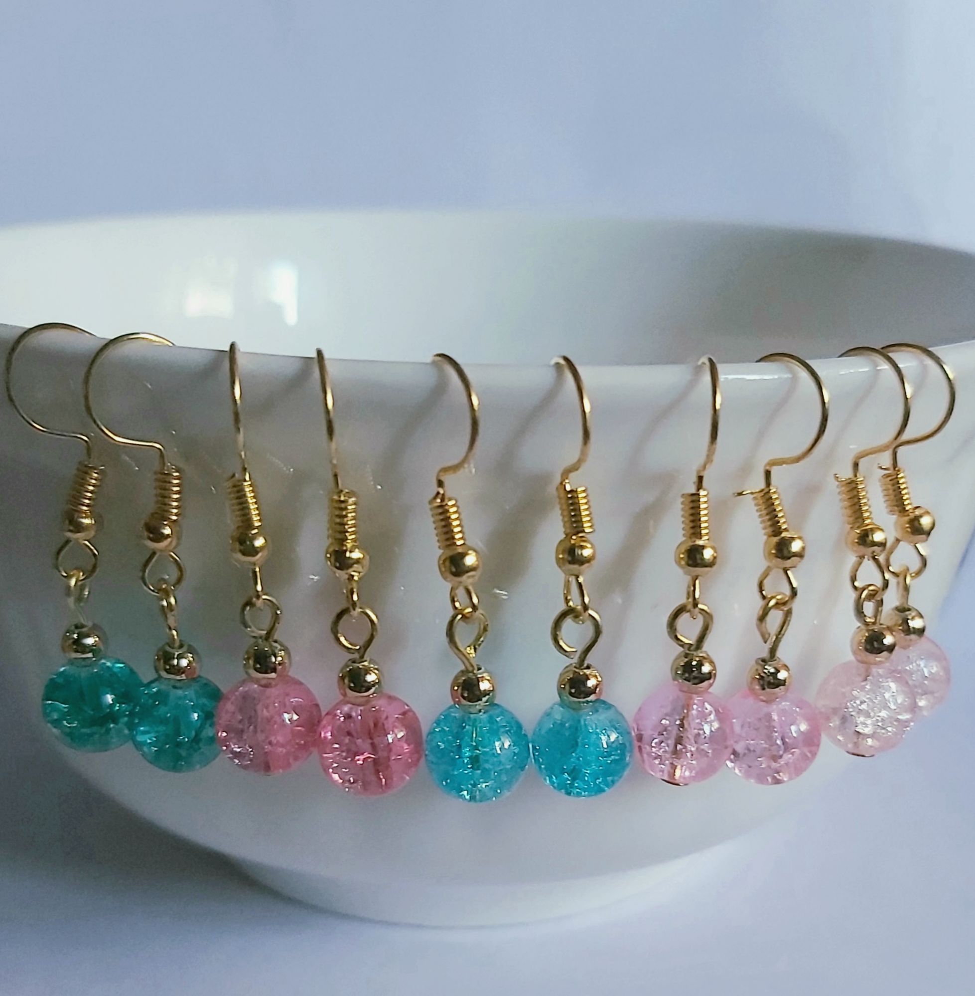 Drop Earrings Golden Hook 5 Pair Set For Women