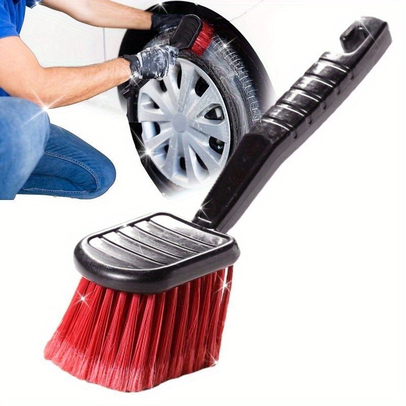 Ergonomic Soft Bristle Wheel Cleaning Brush - Durable, Non-Slip Long Handle for Cars, Trucks, RVs & More
