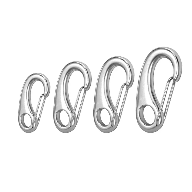 Stainless Steel Multifunctional Egg Shape Spring Snap Hooks Marine Hiking Camping Belt Carabiner Quick Release Hook