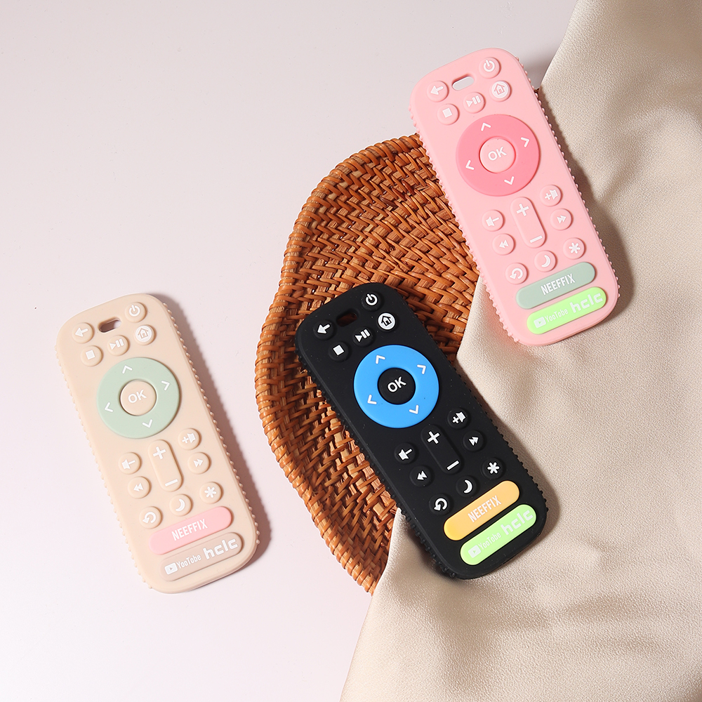 Baby Silicone Remote Control Teether Baby Anti Hand Eating Teething Stick Children Toys Cartoon Soothing Toys