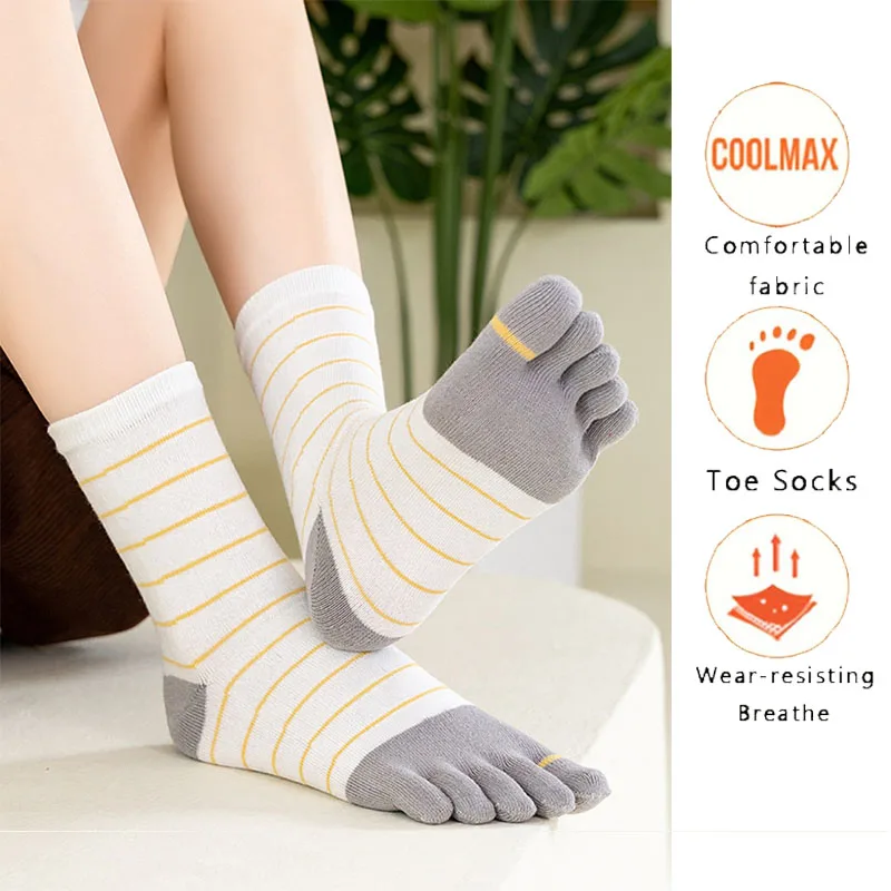 Womens Fashion Toe Socks Breathable Athletic Socks Five Fingers Socks For Outdoor Running Hiking Sports Casual