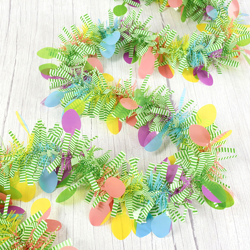 2M Easter Hanging Garlands Tinsel Stripe Ornament DIY Wreath Crafts 2025 Easter Birthday Kids Spring Home Party Decoration