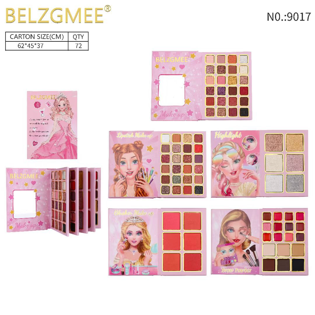 5-in-1 all in one makeup kit book, Multi- Color Makeup Set Palette, Eyeshadow,Highlighter, Blusher Contour,Contour Bronzer Powder Eyeshadow book Palette - Multicolored