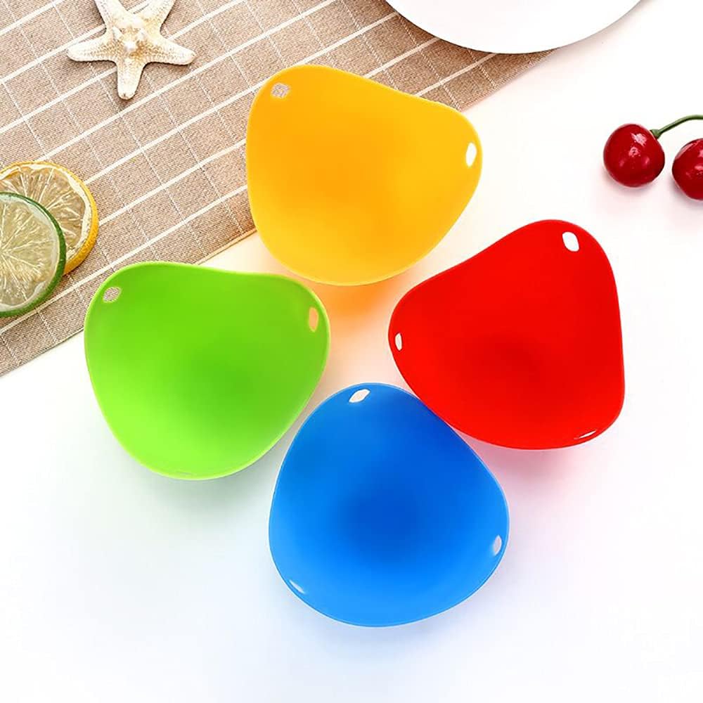 Egg Poacher, 4Pcs Silicone Poached Egg Maker Cups Non-Stick Poaching Pods Microwave Egg Poacher Mold