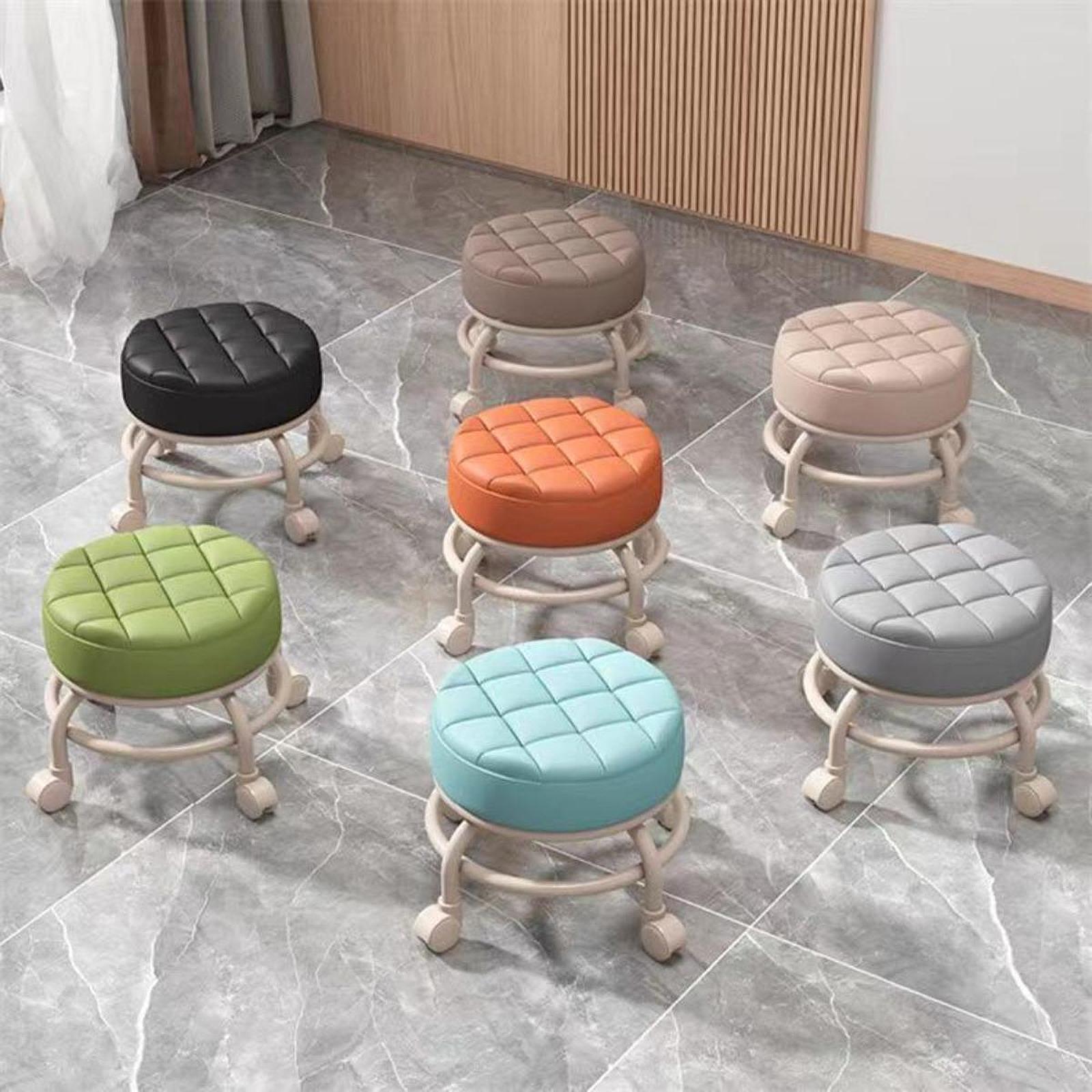 Low Rolling Stool with Wheels Sofa Footstool Universal Swivel Caster Adults Child Foot Rest for Home Office Porch Playroom