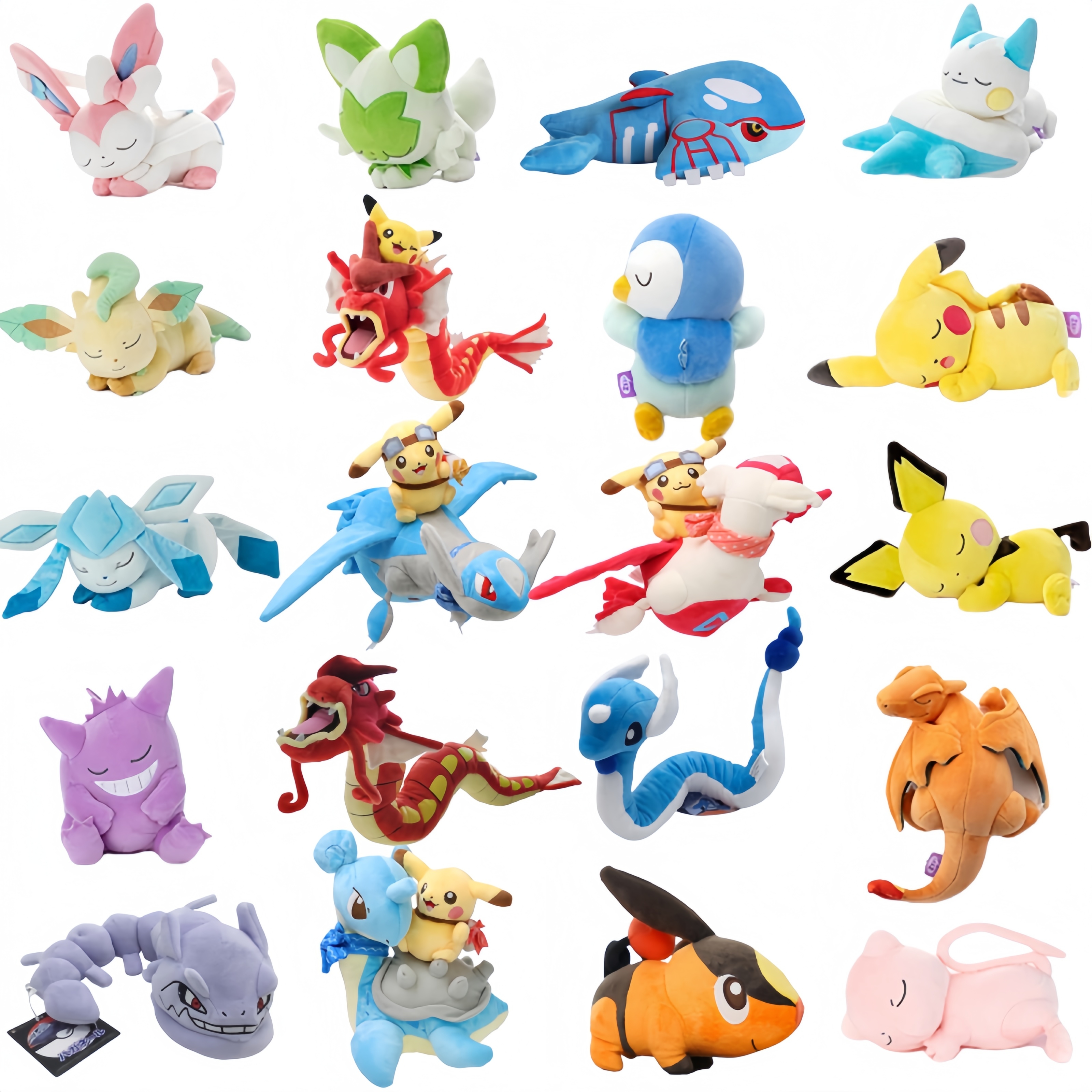 Hot Pokemon Plush Toy Tepig Gengar Steelix Dragonair Pikachu Riding Lapras Gyarados Doll Piplup Sylveon Xmas for Kids