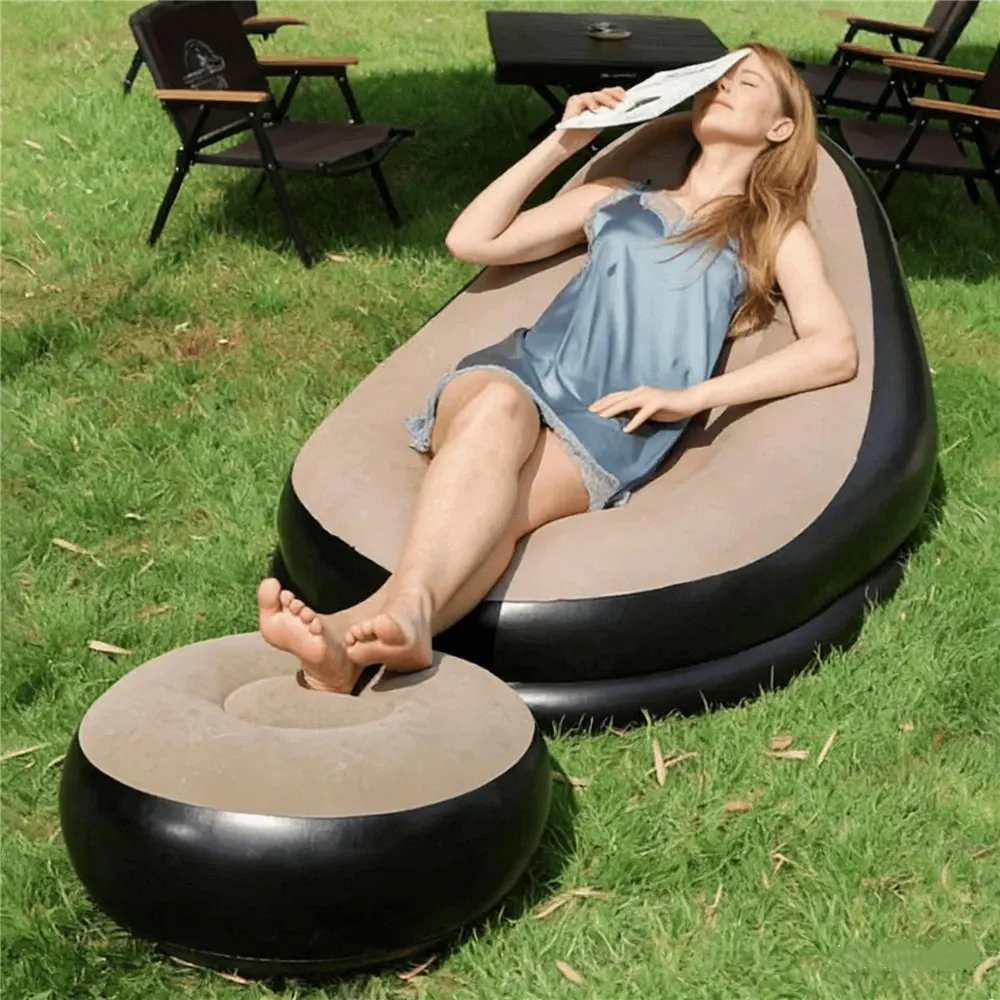 Portable Inflatable Lazy Sofa with Footstool, Hot-Selling Outdoor Camping Lounger, Waterproof Wear-Resistant Air Mattress for Na - image 1