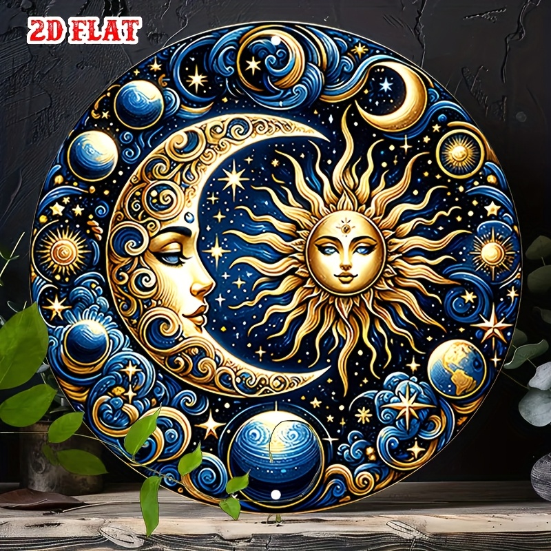 2D Flat 1pc Vintage Metal Sign Record Room Vinyl Collection Aluminum Round Poster, Retro Vinyl Player Imagery, Retro Vintage Loo