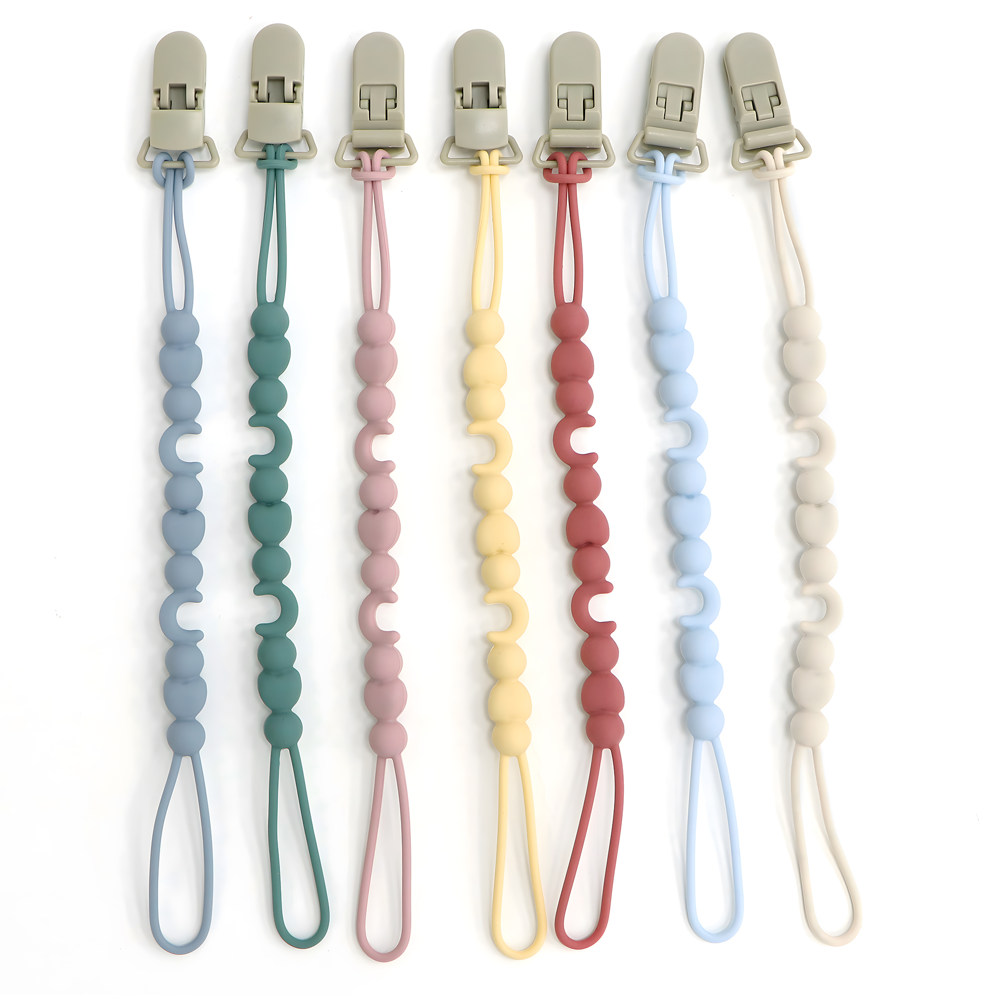 New Silicone Pacifier Chain with Wooden Clip, One-Piece Design, Pacifier Not Included, Pacifier Clip, Food Grade Silicone