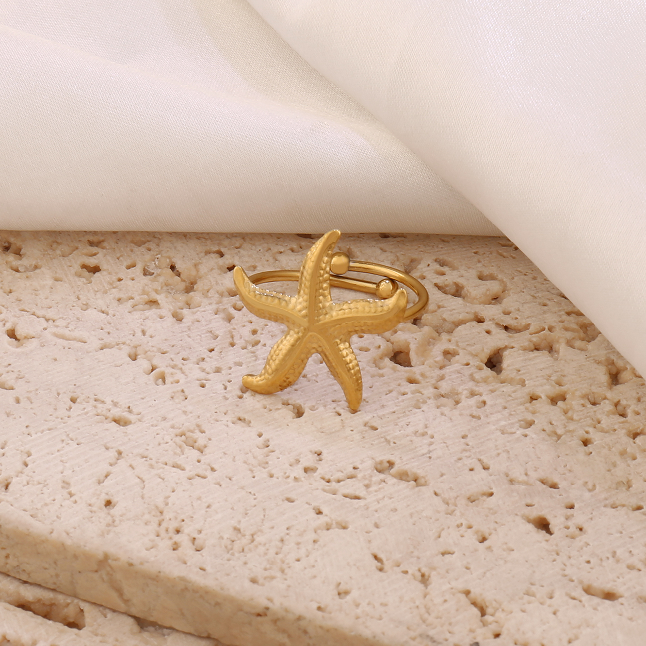 1PC 316L Stainless Steel Starfish Open Rings For Women Summer Beach Adjustable Ring Wedding Party Fashion Jewerly anillos