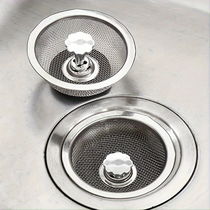 1Pc Stainless Steel Strainer Kitchen Sink Fine Mesh Leak, Sink Filter with Plug, Upgrade Your Kitchen Sink