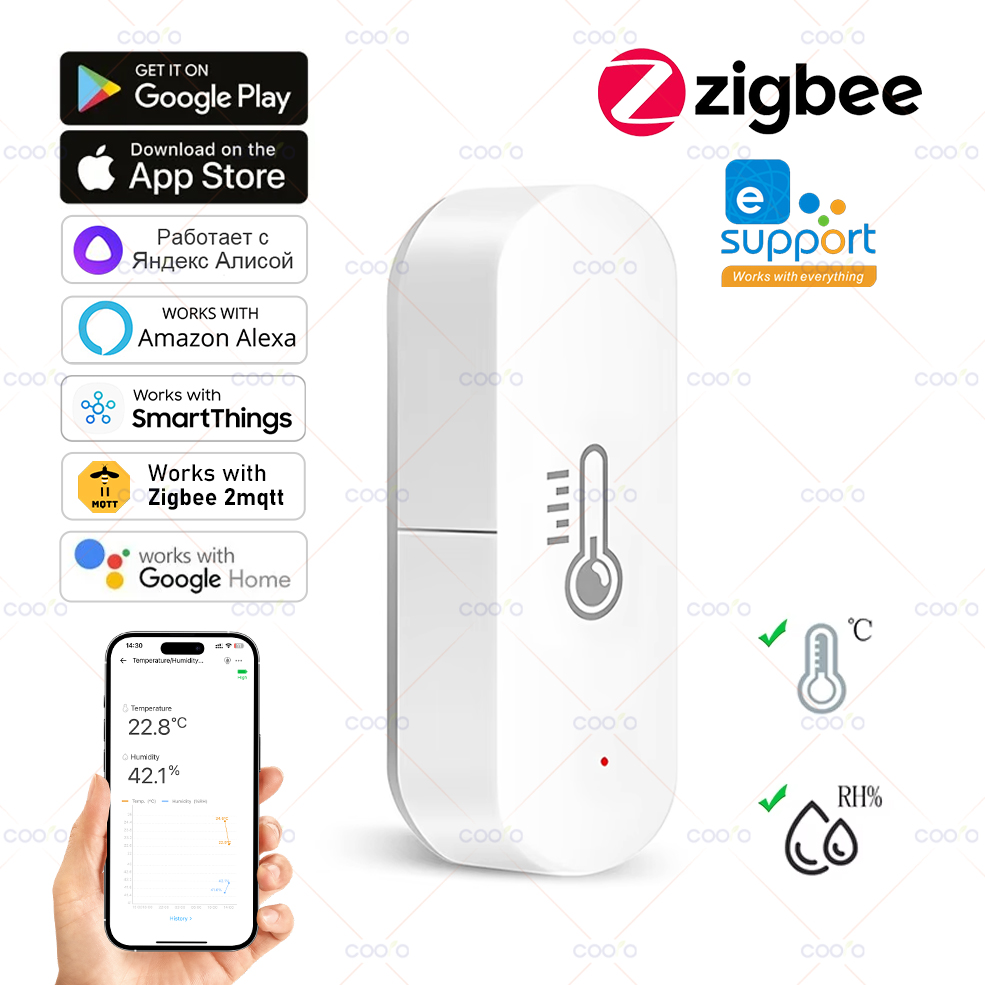 EWelink Zigbee Temperature And Humidity Sensor APP Remote Monitor For Smart Home Works With Alexa Assistant Z2M