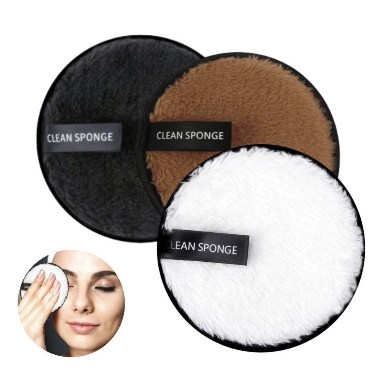 Double Sided Micro Fiber Washable Make-up Cleaning Sponge (1 Piece)