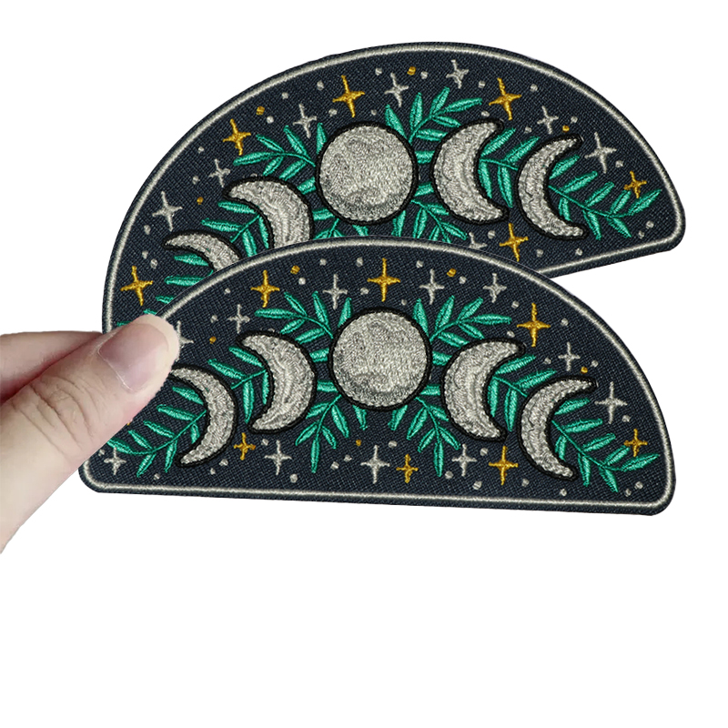 1PC Moon Sun With Star Vintage Flower Embroidered Patch Iron On Sew On Patches For Clothes Cap Bag Jacket DIY Gift Funny Badge