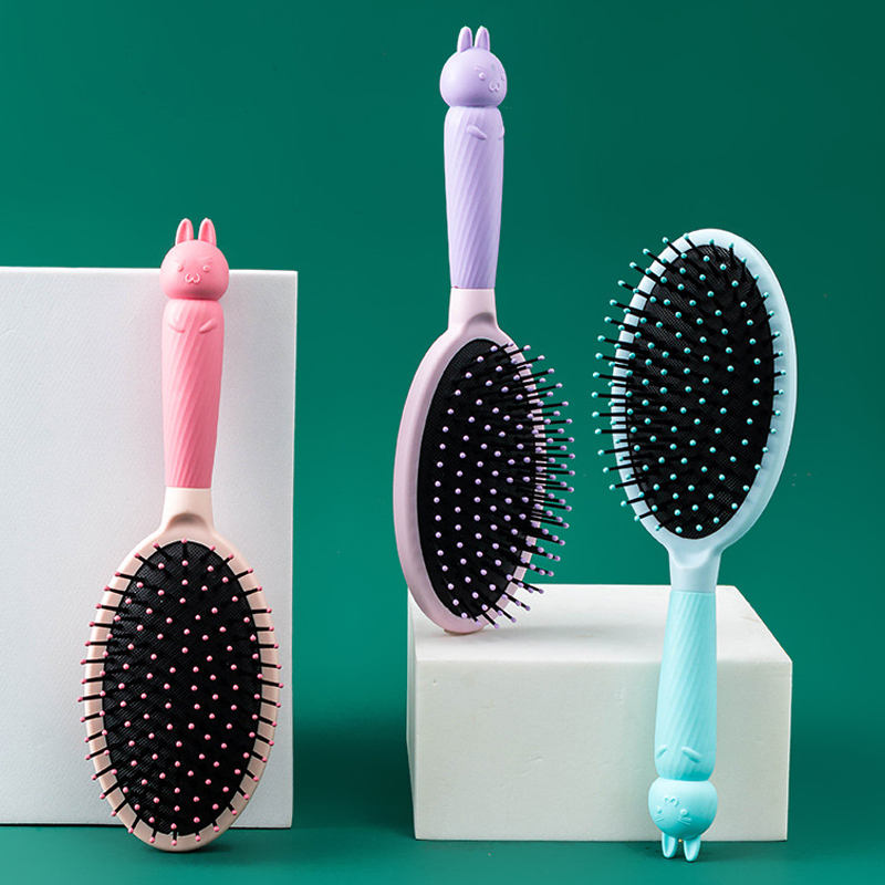 1pc silicone double-layer cute cartoon air cushion comb anti knotting and anti-static massage comb Special for real hair
