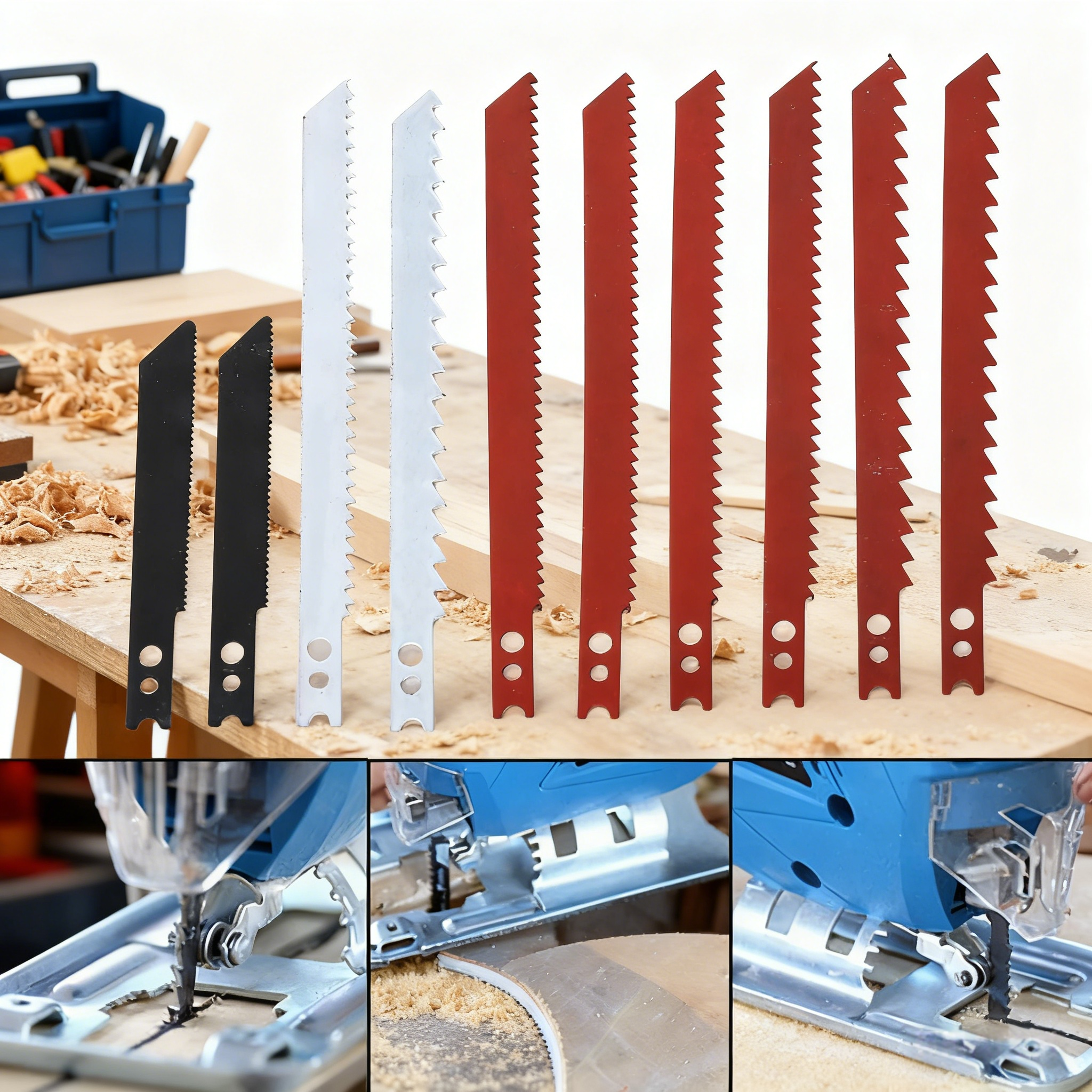 10 Pieces T/U-Shank Jigsaw Blades Set - Fits Most Sabre Scroll & Jig Saw for Wood Metal Plastic PVC Cutting, Home DIY Hand Tools