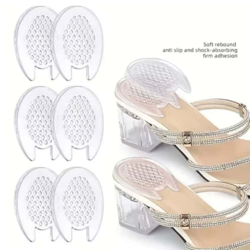 1/2/3 Pairs of Transparent Silicone Cushioning Insoles, Half-Size Heel Pad Design, Massage Comfort, Shock Absorption and Breathability, Fits the Foot, Suitable for High Heels and Sandals