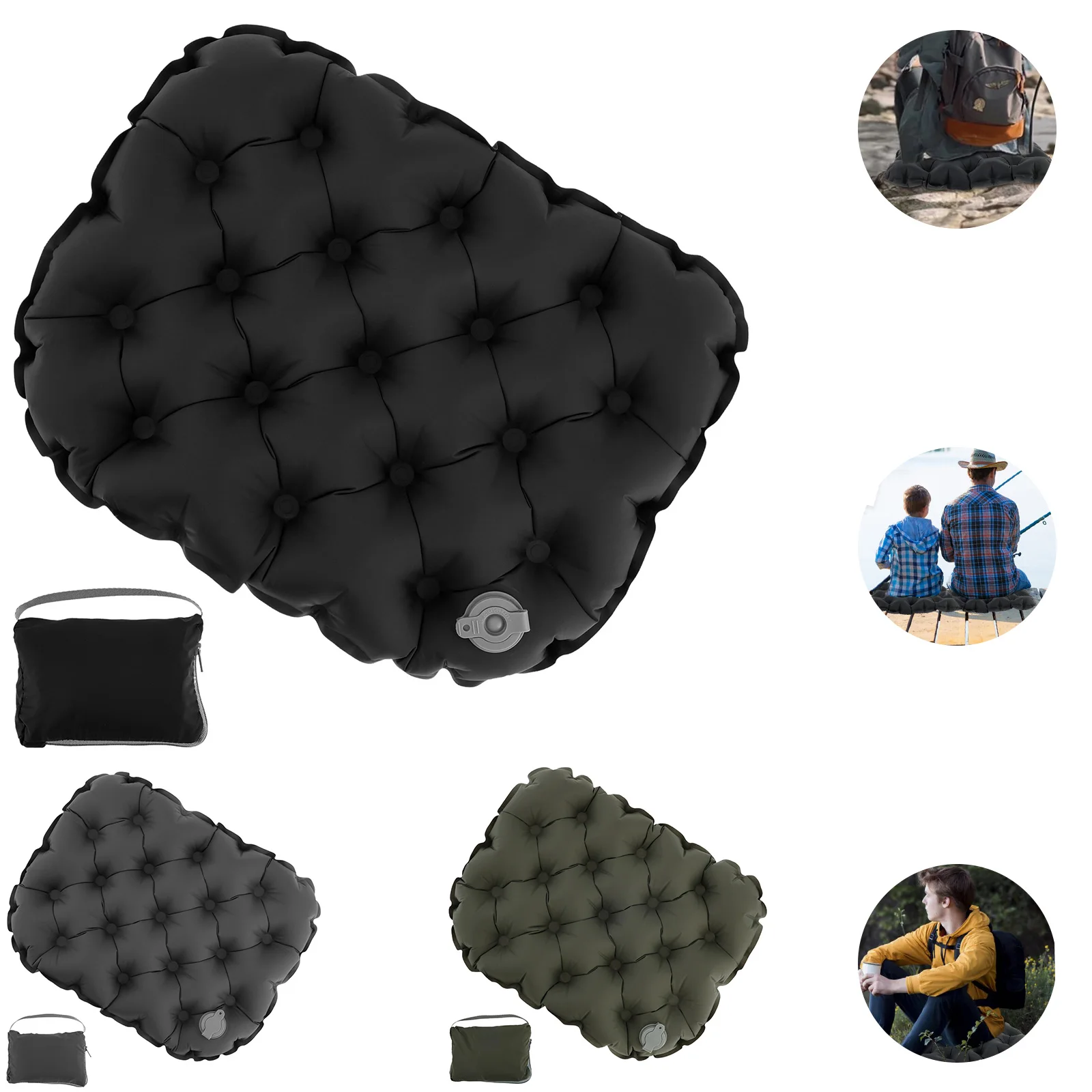Inflatable Seat Cushion Lightweight Portable Air Sitting Pad Wear Resistant Inflatable Seat Pad for Hiking Office Airplane Car