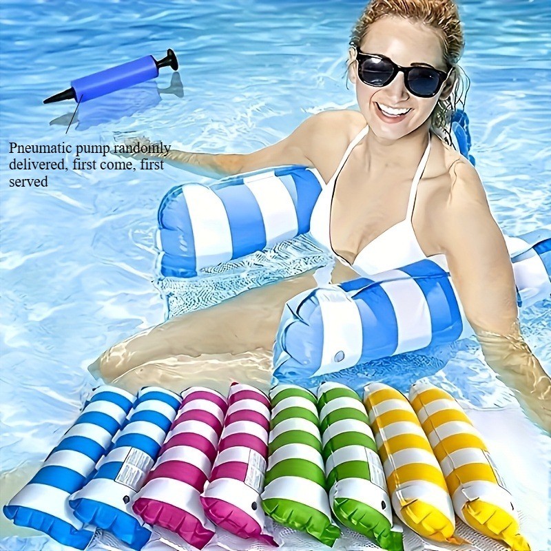 Inflatable PVC Pool Float Bed for Adults, Multi-Function Sun Lounger Raft for Pool Beach Lake, Portable Travel Air Mattress