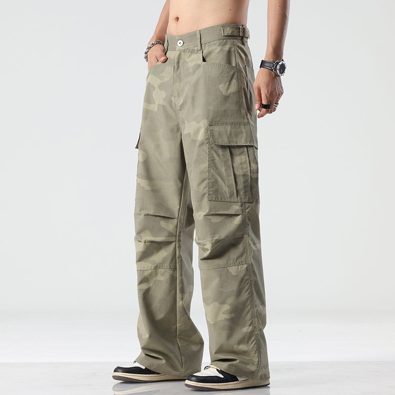 American Vintage Casual Loose Straight Leg Cargo Pant Men's High End Outdoor Workwear Trousers High Street Fashion Spring Summer