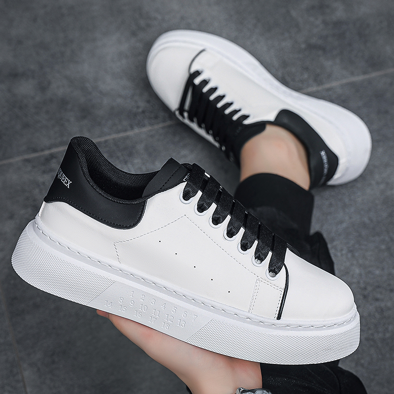 White Board Shoes Men's Breathable Casual Lace up Skate Shoes Student Trendy Shoes Sports Shoes Running Shoes Walking Footwear