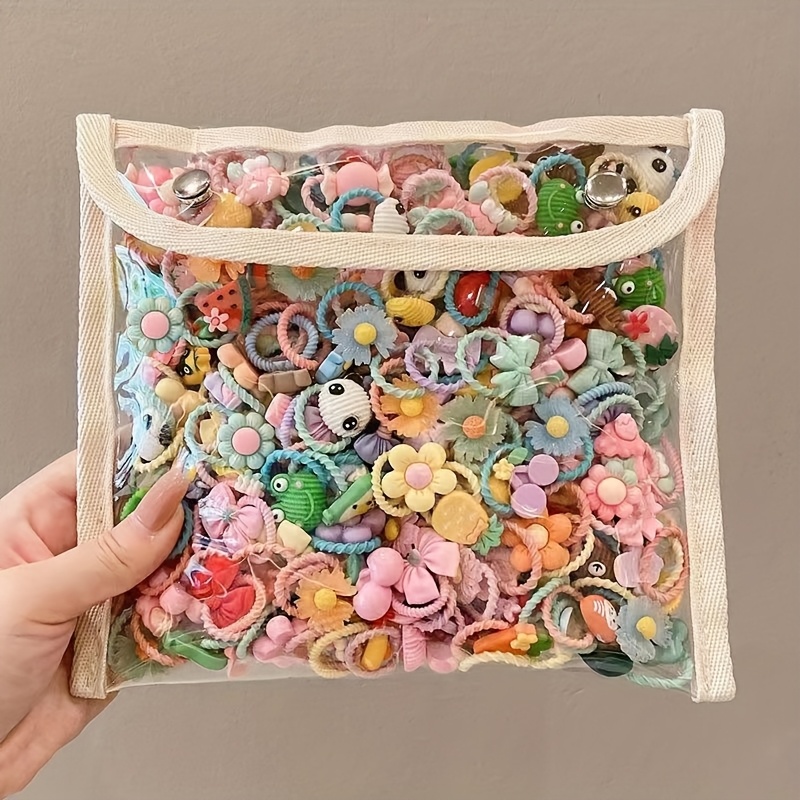 50 pieces / sets of girls' elastic hair clips, cute and gentle on hair, small size hair tie