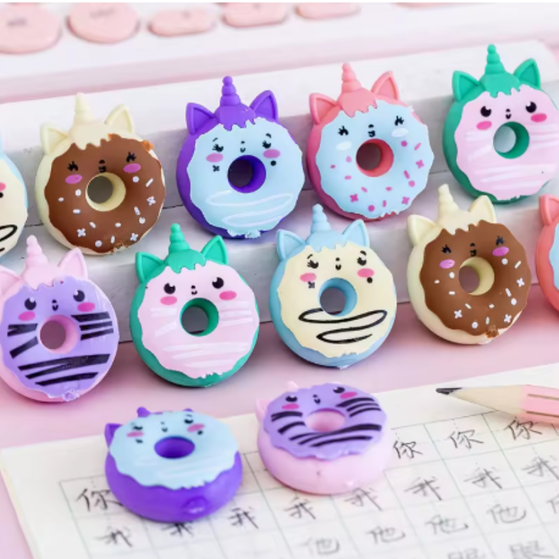 3pcs 5pcs 10pcs Unicorn Doughnut Student School Office Supplies Children Erasers for Kids Pencil Stationery Kawaii