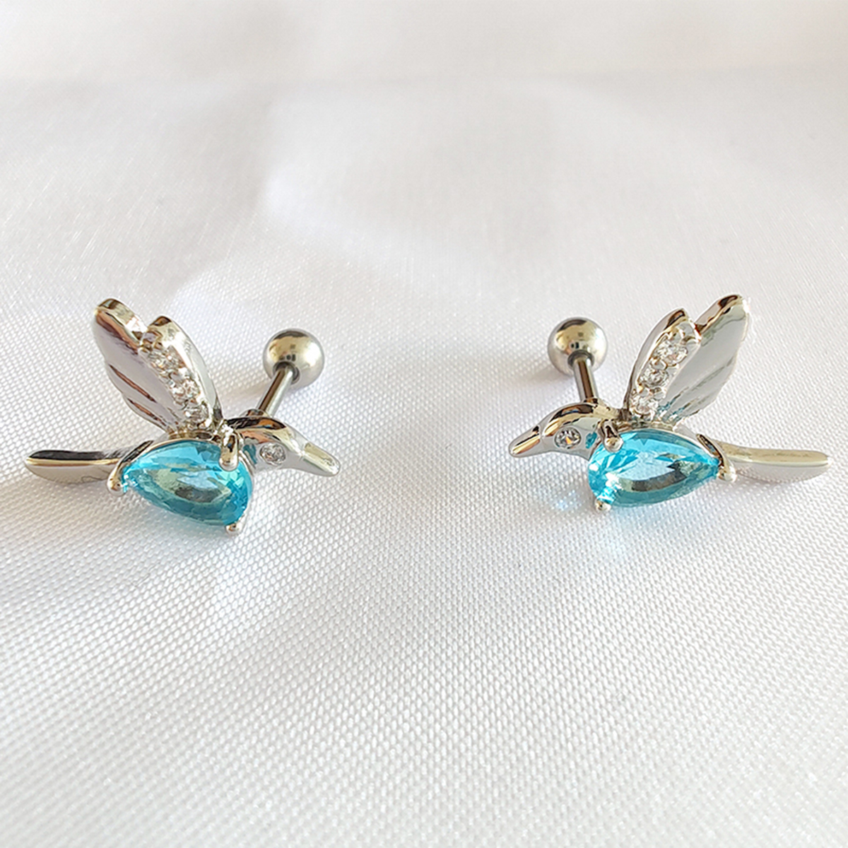1 pair of hummingbird ear studs, ladies' crystal pendant, beloved bird party jewelry, birthday gift pen gpt