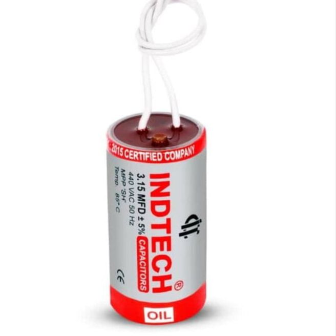 Indtech Oil Capacitor For Fan 3.15 Mfd , Condenser Battery For Ceiling Fan, Stand Fan, Table Fan Oil Based Capacitor