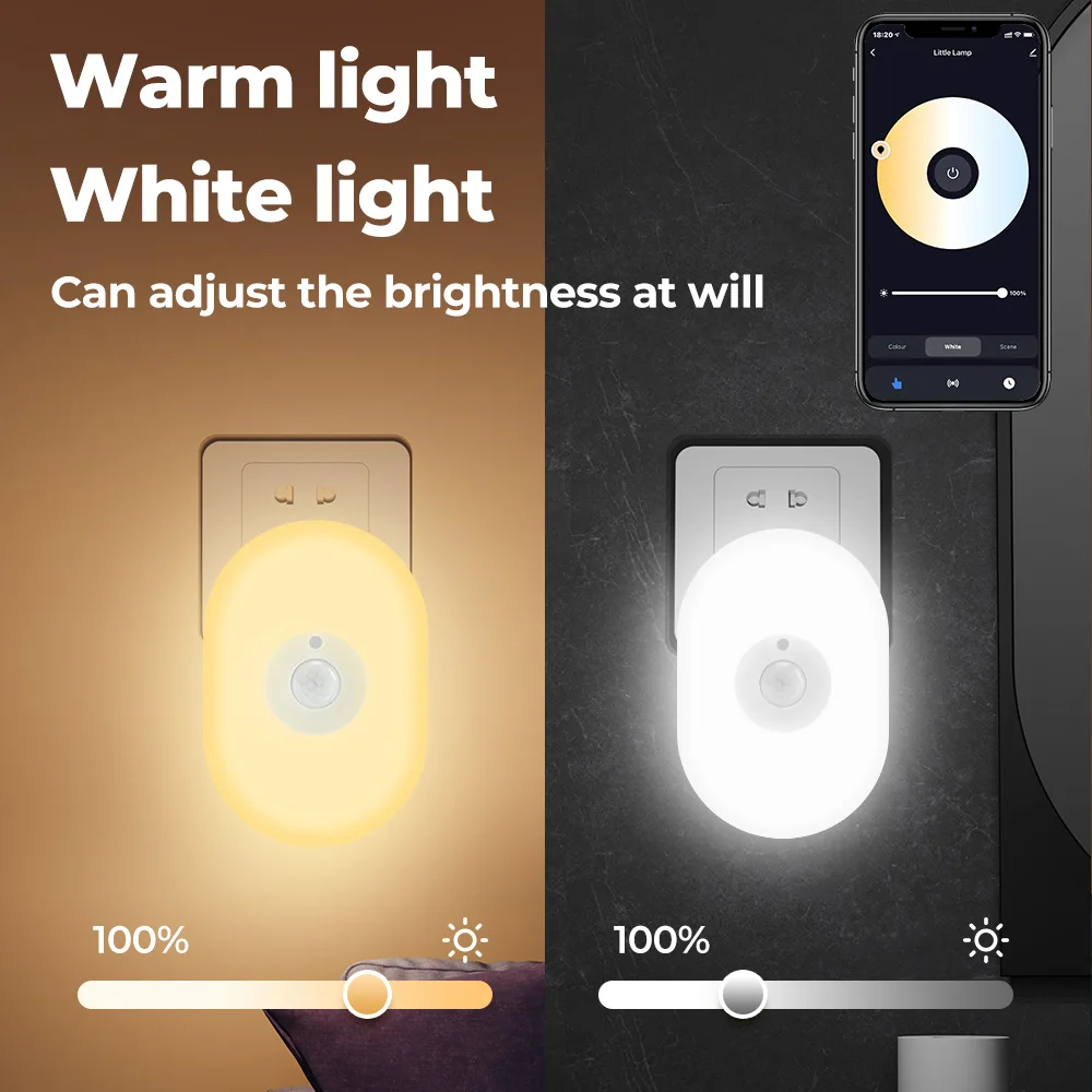 WiFi Tuya Smart Led Night Light PIR Motion Sensor Eu Us Uk Plug In Wall Lamp Warm White RGB Room App Voice For Alexa Google Home lightify