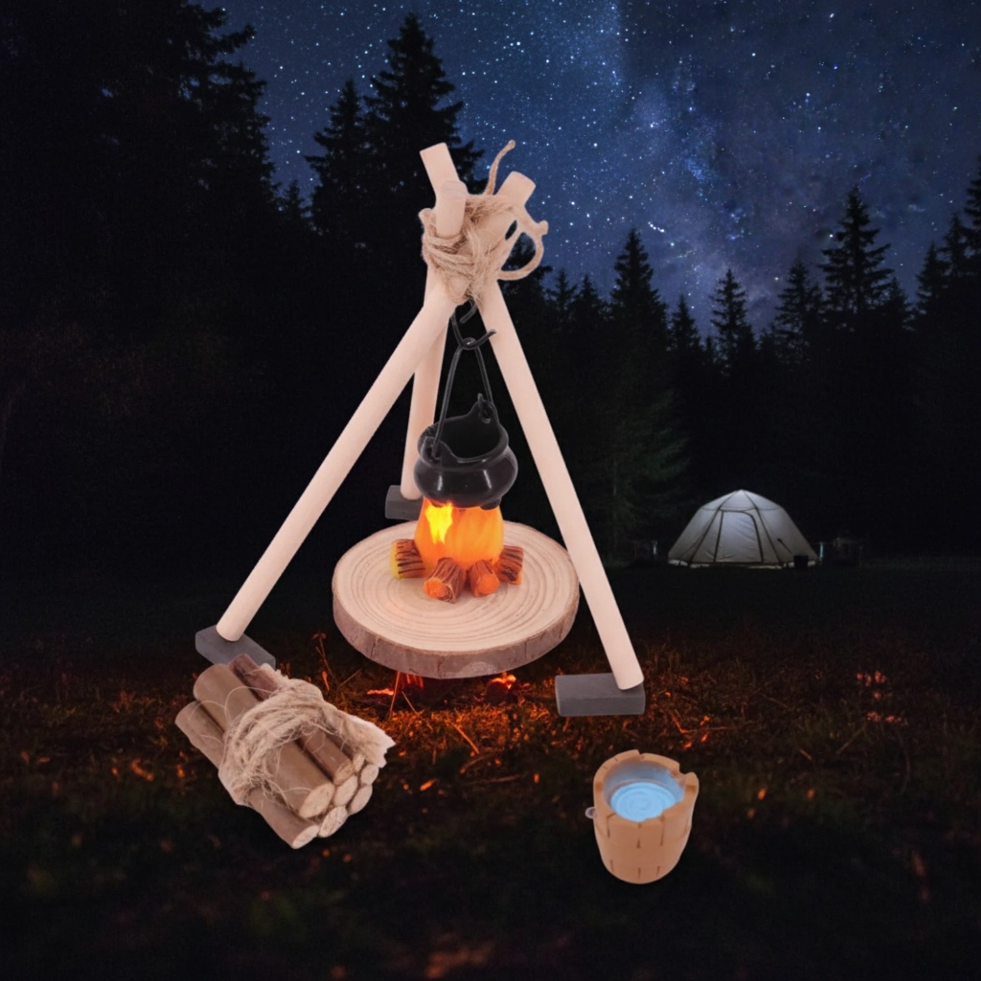 New Style Suitable For Mini Dollhouse Accessories, Mini Simulation Outdoor Bonfire Set, Play House Toys, Children's