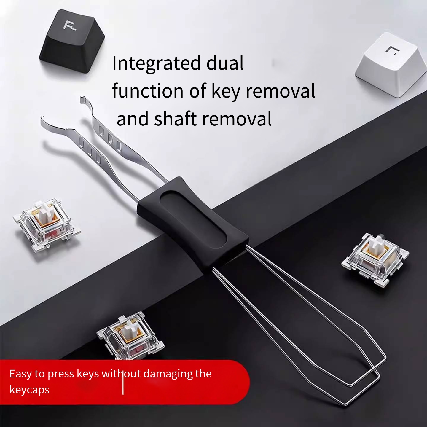 General mechanical keyboard cleaning and disassembly tool, shaft puller, key puller, 2-in-1 steel wire shaft puller, keycap clip